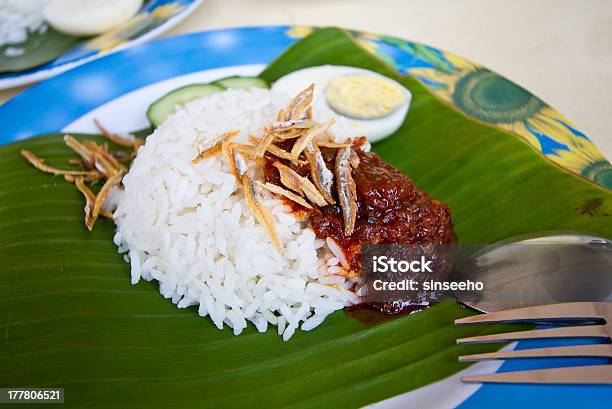 Malaysian Coconut Rice Nasi Lemak Stock Photo - Download Image Now - Nasi Lemak, Anchovy, Animal Egg