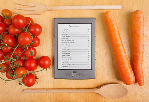 List of Recipes on a Tablet stock photo
