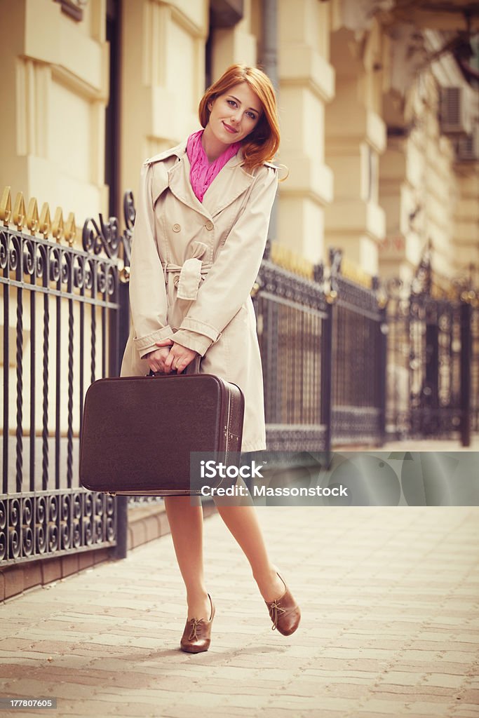 portrait of a beautiful girl on the street. portrait of a beautiful girl on the street. Photo in vintage style Old-fashioned Stock Photo