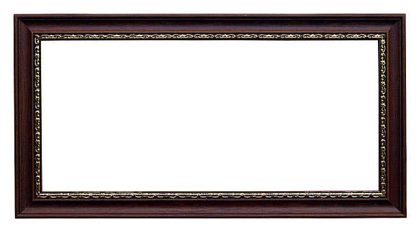 istock Gold and wood frame on white background 177807658