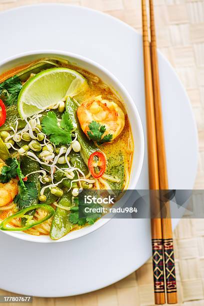 Prawn Laksa Stock Photo - Download Image Now - Asian Culture, Bowl, Chili Pepper