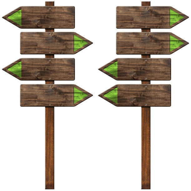 istock Empty Wooden Directional Signs with Pole Isolated on White Background 1778081237