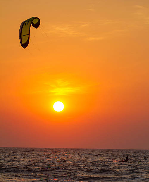 istock Silhouette of a kitesurfer st sunset 177808149