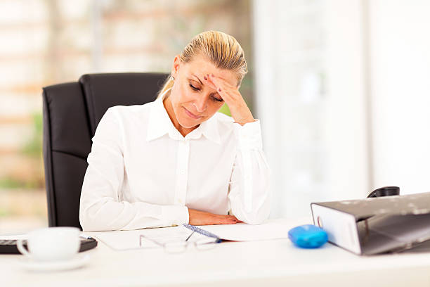 istock middle aged businesswoman looking worried 177808887