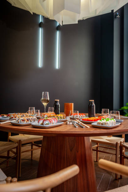 istock A set of sushi rolls on a table in a restaurant. 1778090171
