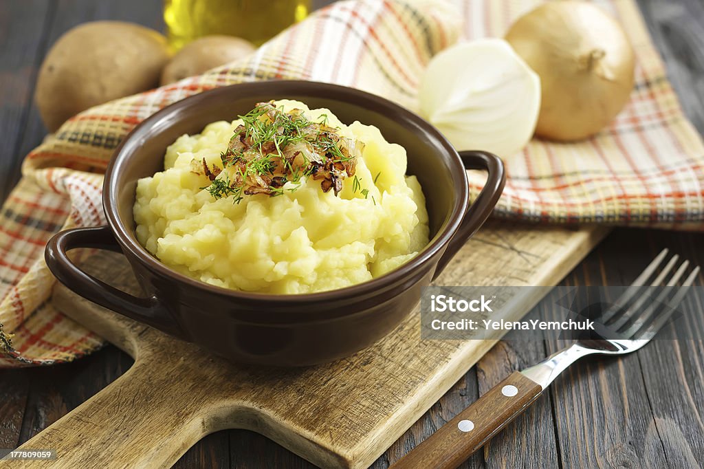 Mashed potato with roasted onion and fresh dill Mashed Potatoes Stock Photo