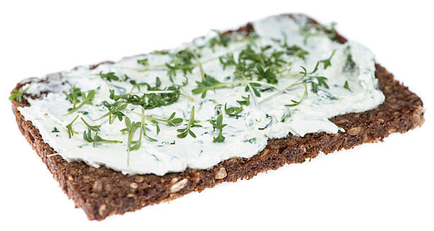 istock Cream Cheese with garden Cress (on white) 177809409