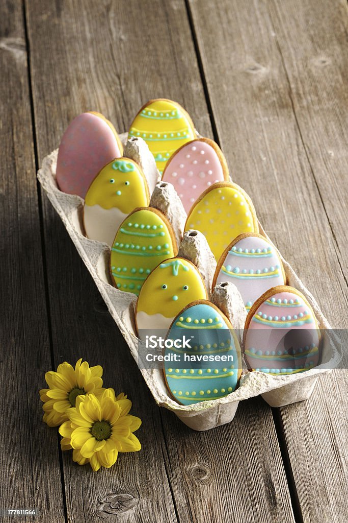 Easter homemade gingerbread cookie Easter homemade gingerbread cookie over wooden table Brown Stock Photo