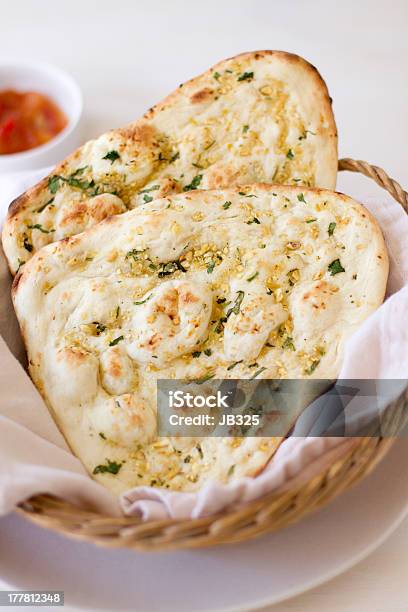 Garlic Naan Flatbread Stock Photo - Download Image Now - Baked, Bread, Flatbread
