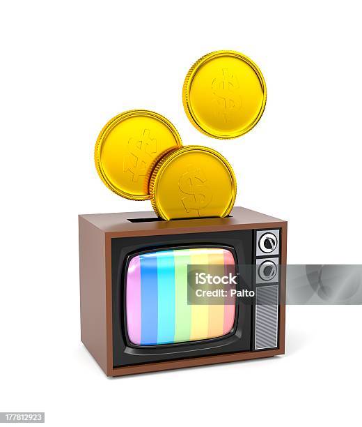 Tariffa Per La Tv O Con Un Salvadanaio A Porcellino - Fotografie stock e altre immagini di Televisore