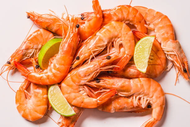 istock Cooked boiled shrimps on white background. 1778133666