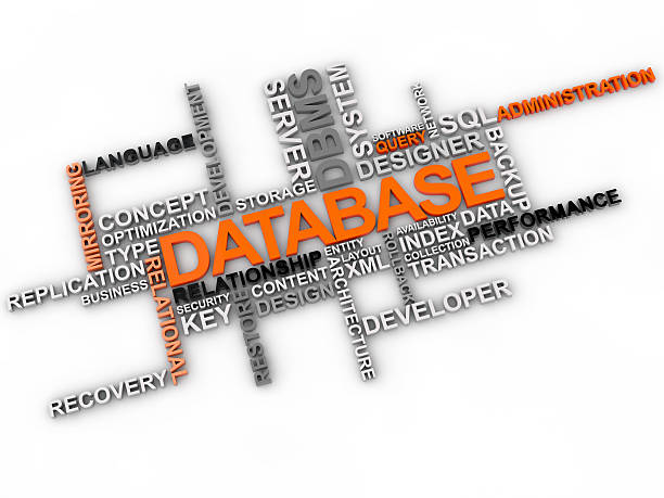A picture of words symbolizing database stock photo