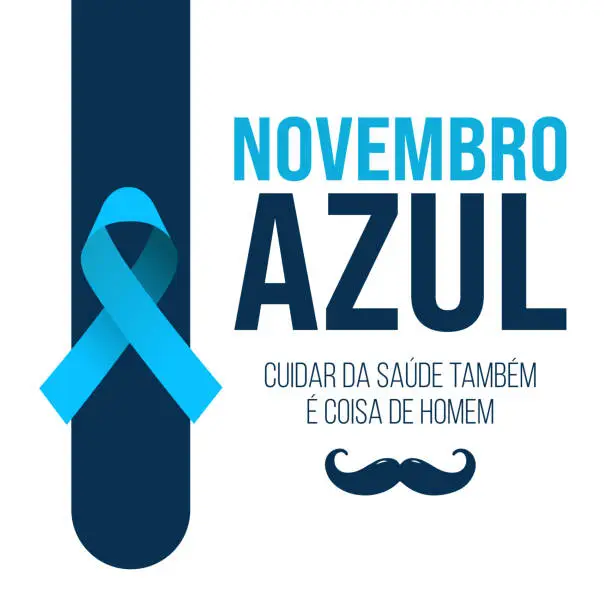 Vector illustration of November Blue - Novembro Azul, Prostate Cancer Awareness Month in Portuguese Language