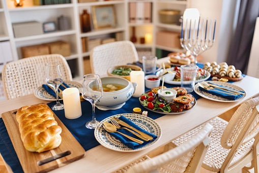 Traditional Jewish holiday Hanukkah food.