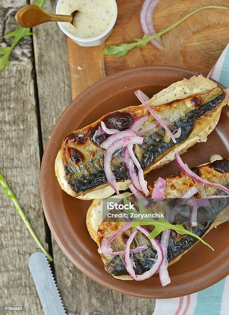 Sgombro sandwich - Foto stock royalty-free di Antipasto