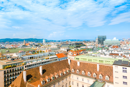 Vienna. Austria - September 13, 2023: Aerial view of the city of Vienna, Austria