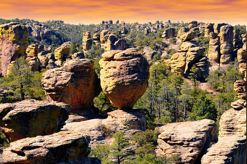 Chiricahua national monument in southern Arizona on a colorful day