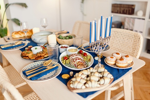 Traditional Jewish holiday Hanukkah food.