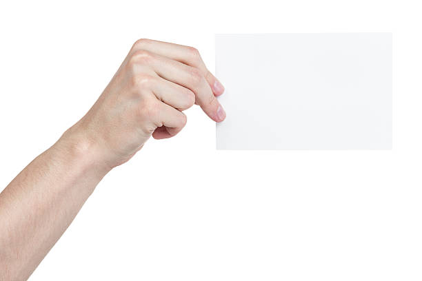 istock adult man hand holding blank medium size paper card 177818378