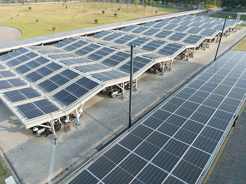 Solar power generation for motorcycle parking lot