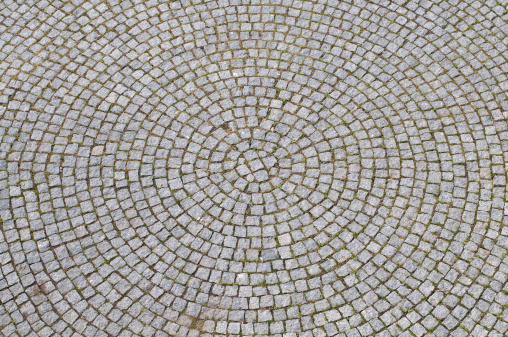 Paving stones in a concentric pattern.
