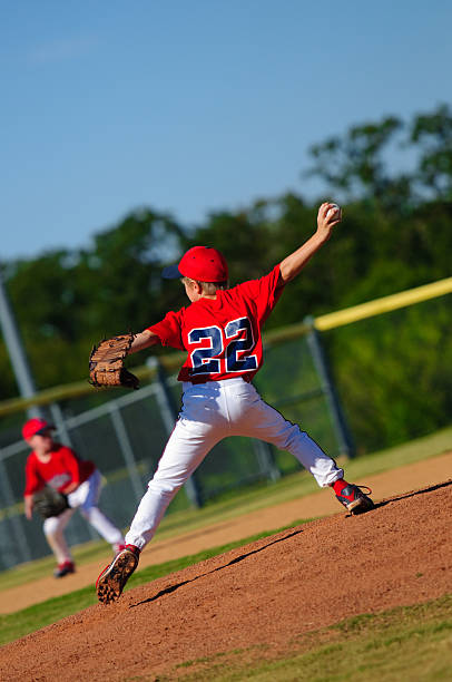 젊은 little league player - baseball pitcher small sports league 뉴스 사진 이미지