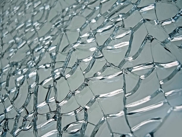 broken tempered glass stock photo
