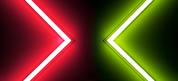 red and green neon lights, abstract background, glowing lines