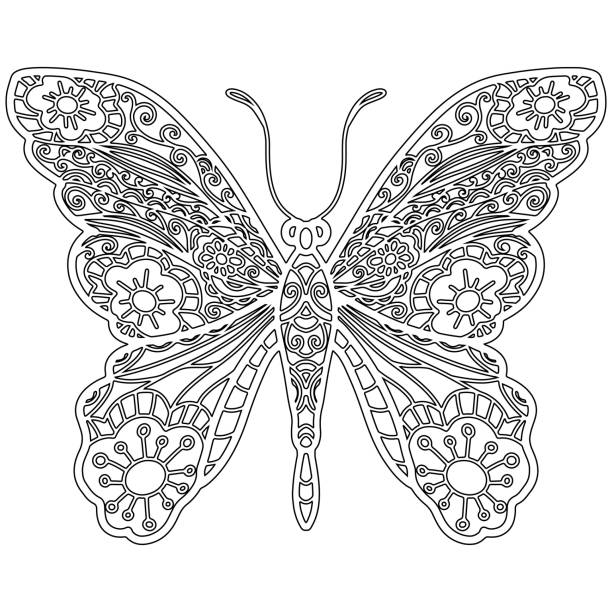 насекомое 19, нарисовано от руки, бабочка изолирована на белом фоне. - cutter insect repellant stock illustrations