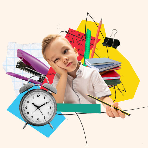 istock Little boy, child, student feeling bored and unmotivated to study and doing homework. Contemporary art collage. 1778224339
