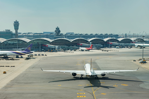 Hong Kong, China -  October 23, 2023 : Hong Kong International Airport. It handles more than 70 million passengers per year.