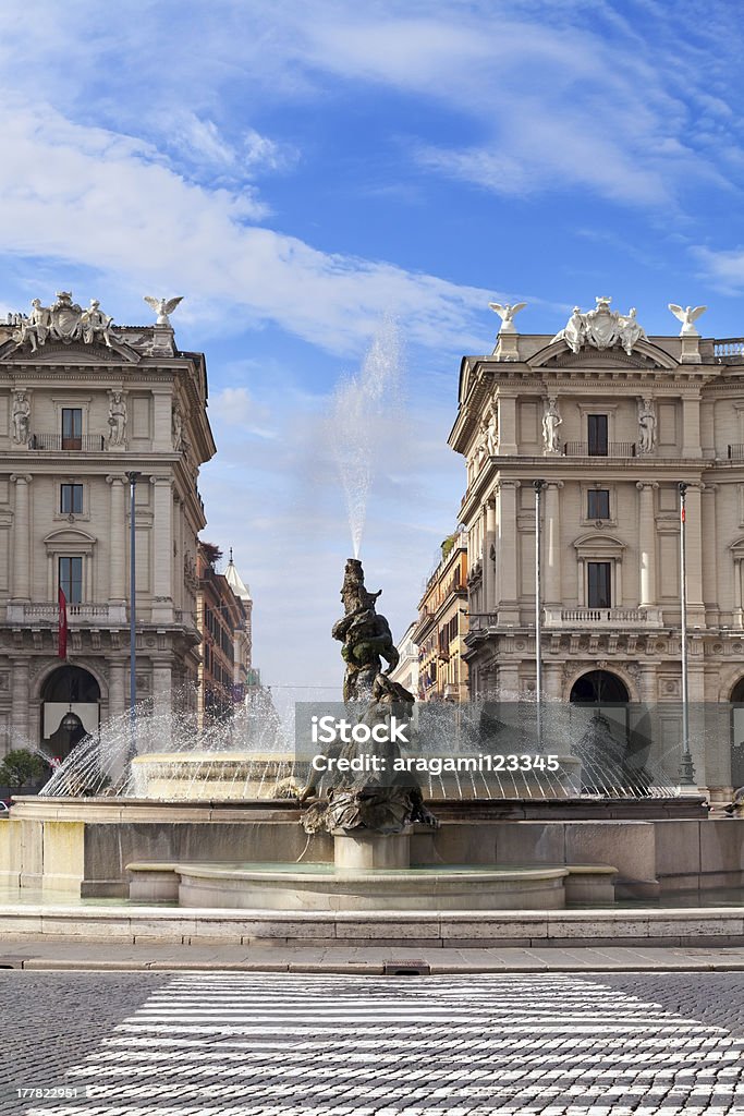 City square with fountain in the Rome City square with fountain in the Rome, Italy Ancient Stock Photo