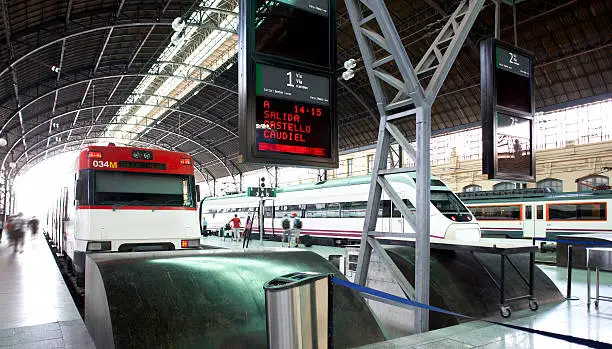 Raiway station with exits and arrivals area horizontal