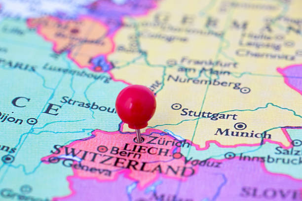 istock Red Pushpin on Map of Switzerland 177824318
