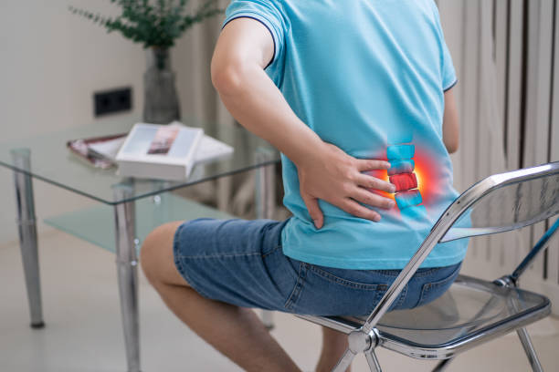istock Lumbar intervertebral spine hernia, man with back pain at home, spinal disc disease 1778243433