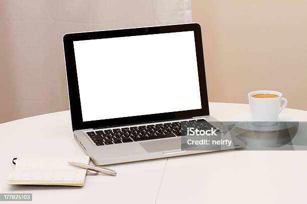 Working From Home With Laptop Notebook And Mug Of Coffee Stock Photo - Download Image Now