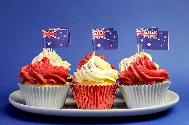 istock Australian theme red, white and blue cupcakes 177825104