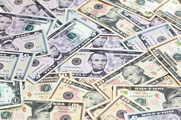 vereinigten staaten zu geld - currency us paper currency five dollar bill usa stock-fotos und bilder
