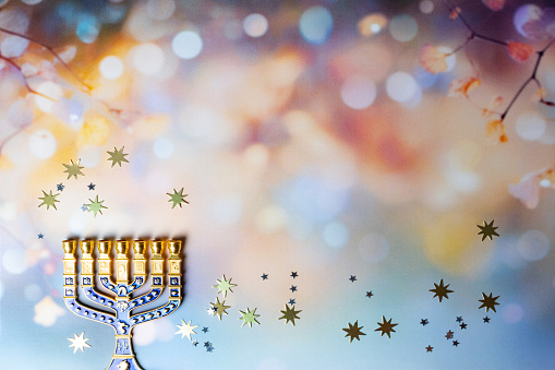 Concept of jewish holiday Hanukkah space for text.