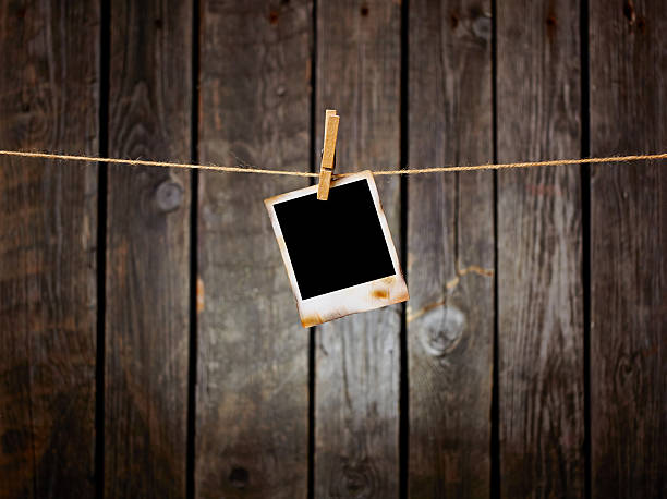 istock Blank vintage photo hanging on clothesline. 177826595