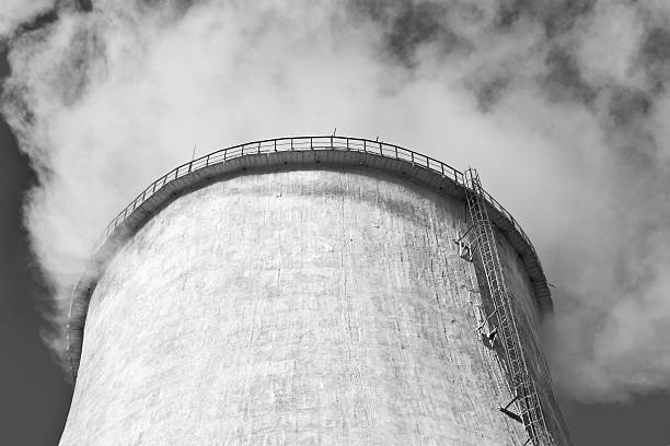 istock Industrial smoke stack of coal power plant in monochrome 177827635