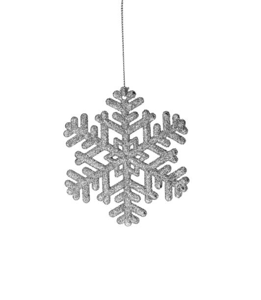 istock Hanging Silver Glitter Snowflake isolated on white background. Winter ornament. 1778281795
