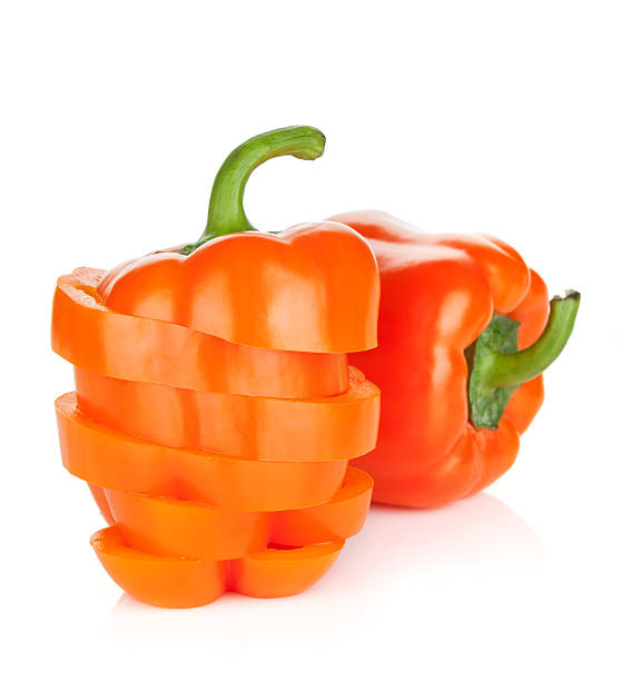 istock Sliced ripe orange bell peppers 177830526