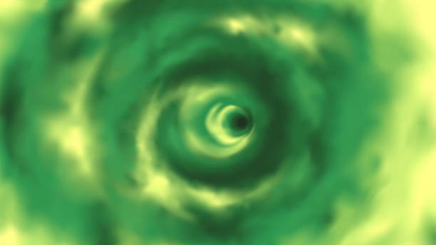 istock Wormhole background. Vector illustration eps10. Spiral hyperspace tunnel. Space portal for time traveling. Speed effect. Sky with clouds. Black hole vortex. Bright colors. Green and yellow. Warp jump. 1778306195