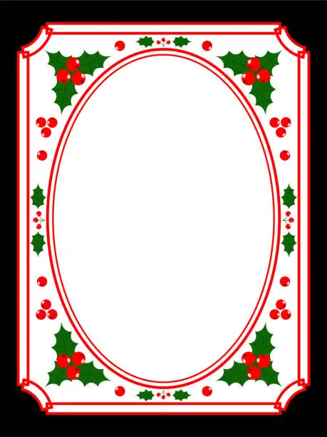 Vector illustration of Christmas decorative festive frame with holly.