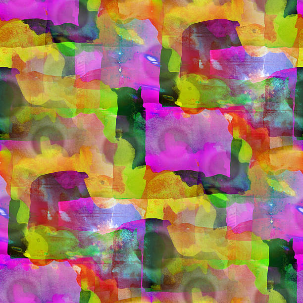 istock abstract yellow, purple vintage avant-garde watercolor seamless 177831593