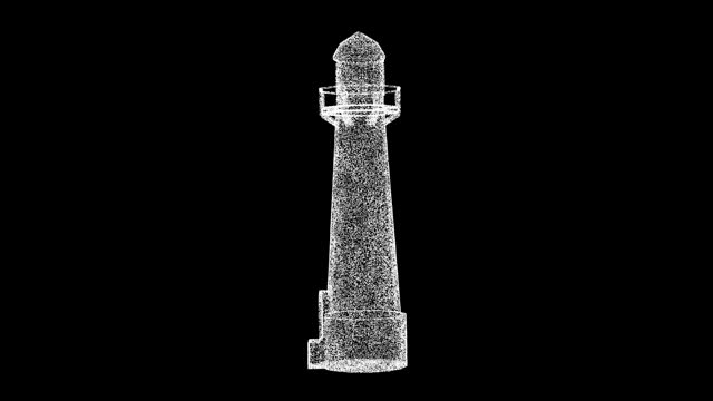 3D Lighthouse rotates on black background. Architectural and Maritime concept. Business advertising backdrop. For title, text, presentation. 3d animation 60 FPS.
