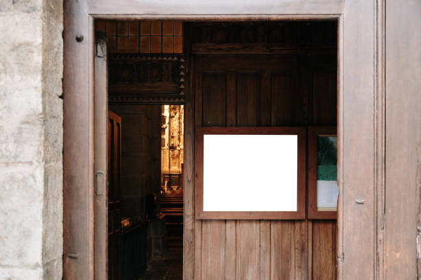 Blank poster at a church entrance