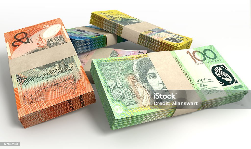 Dollaro australiano note pacchetti Stack - Foto stock royalty-free di Australia