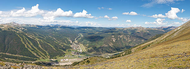 Copper Mountain Ski Area Panorama Copper Mountain Ski Area Panorama, Colorado, USA tenmile range stock pictures, royalty-free photos & images